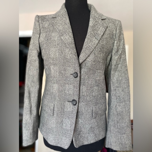 MAX MARA Size 8 Grey Glenplaid Virgin Wool Cashmere Blazer - Picture 1 of 12